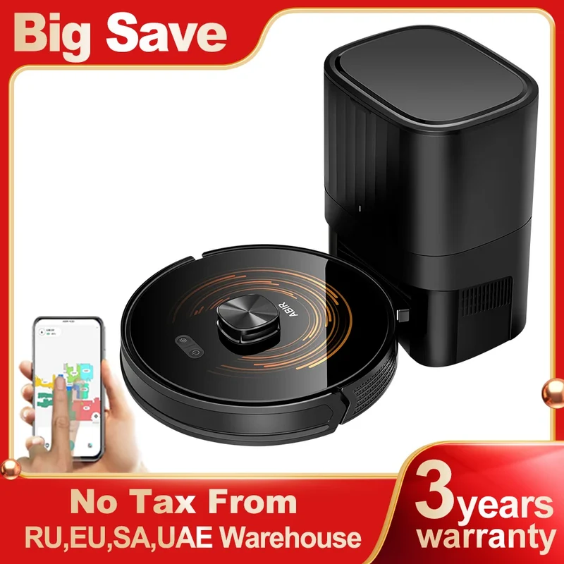 ABIR K30 Robot Vacuum Cleaner – Auto-Empty Dock, UV Spot Cleaning, 6500Pa, Multi-Floor Map