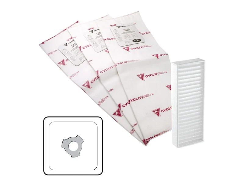 Sacs CycloVac TDSAC83C – 3 sacs électrostatiques robustes + 1 filtre carbone – Séries GS, GX, H, HX