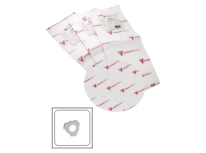 Sacs CycloVac TDSAC92C – 3 sacs électrostatiques robustes + 1 Cyclofiltre – GS110, GS115, E100, MVAC M40, SuperVac 40