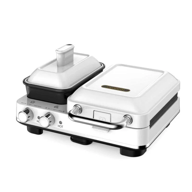 Joydeem JD-3001W Breakfast Maker | 5-in-1 | Sandwich + Waffle + Grill + Steam | 1000W | Dual Knob | Coconut White