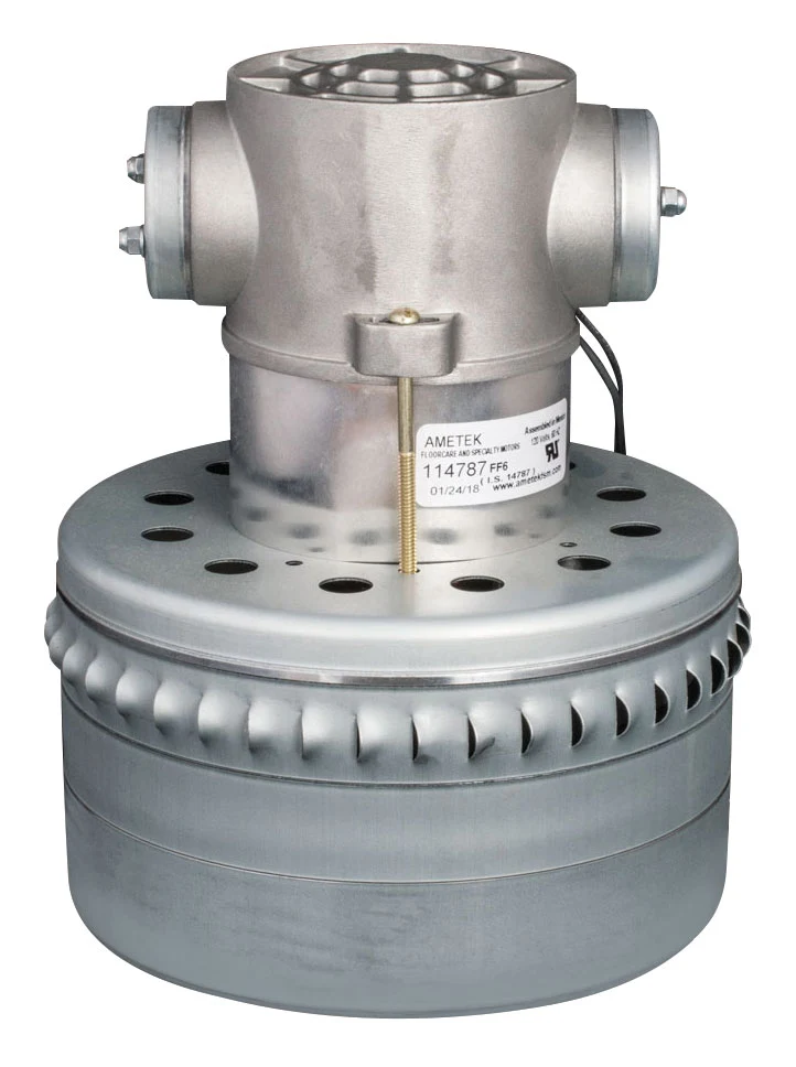Moteur pour aspirateur "Bypass" - dia 7,5" - 3 ventilateurs - 120 W - 11,3 A - 1205 W - 359 watts-air - levée d'eau 88,1" - CFM (pi3/min) 126,4 - Lamb / Ametek 114787