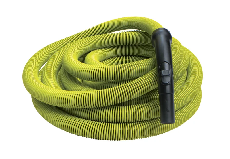 Boyau pour aspirateur central - 15 m (50') - 32 mm (1 1/4") dia - lime - poignée courbée en plastique noire