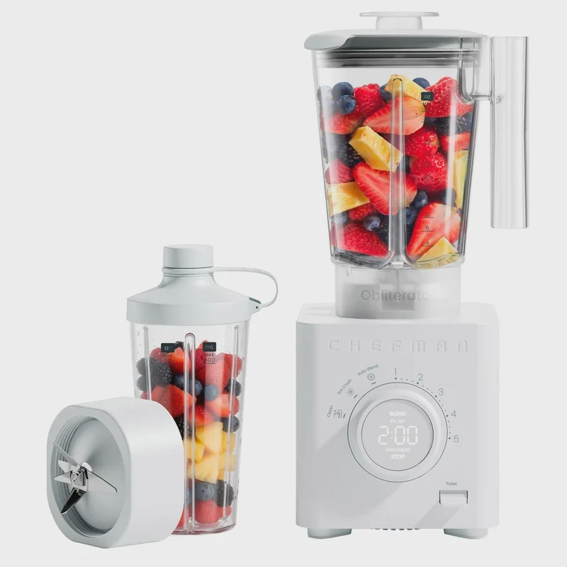 Chefman Obliterator 48 oz Five Speed Performance Blender with 20 oz Travel Jar