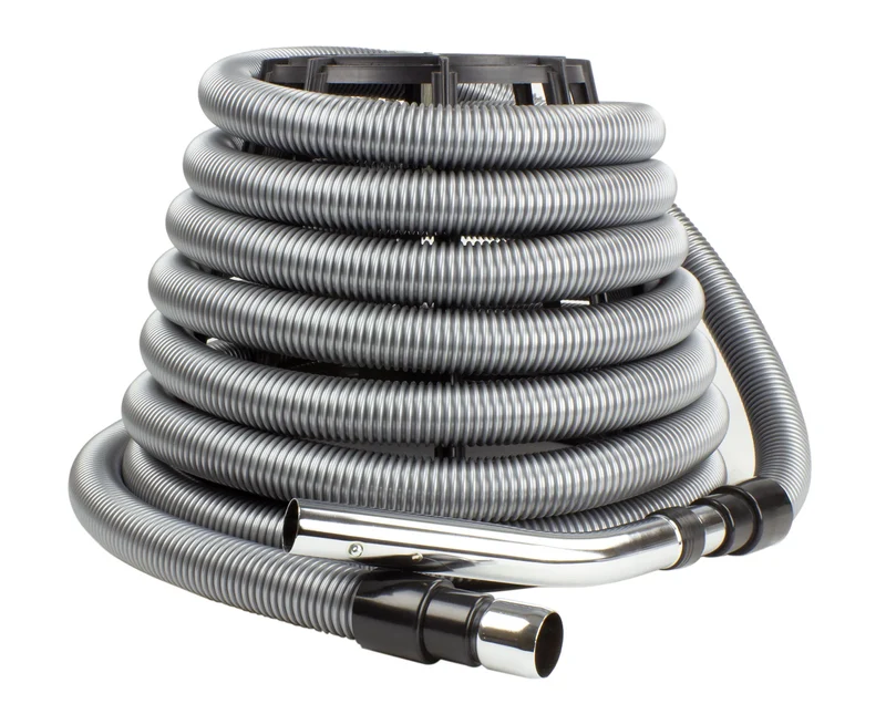 Boyau pour aspirateur central - poignée standard - avec barrure - argent - 30' à 40'