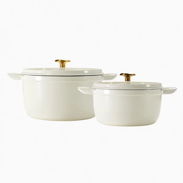 Tramontina Cast Iron Covered Casserole 2 Piece Set - White