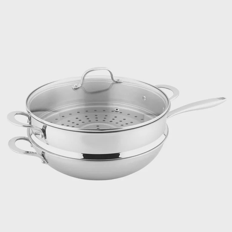 Linkfair Tri-ply Wok with Lid, 32 cm (12.6 in.)