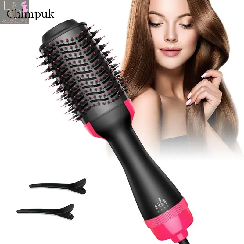 2-in-1 Hair Dryer Hot Air Brush: Combines hair straightener and curler. Electric ion blow dryer brush
