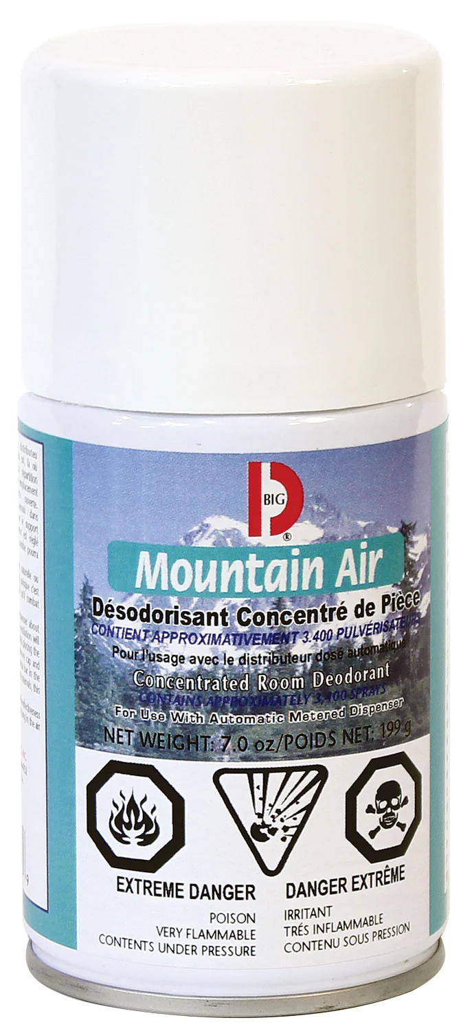 Désodorisant concentré en aérosol - dose mesurée - air des montagnes - 3400 jets - 7 oz (199 g) Big D 463