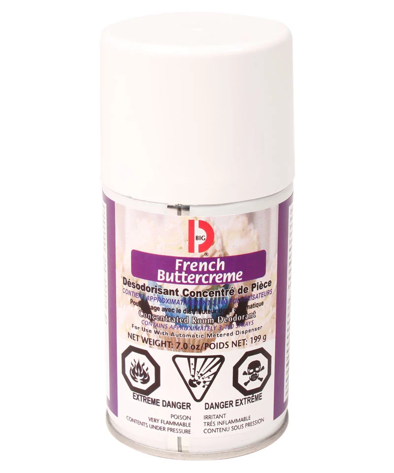 Désodorisant concentré en aérosol - dose mesurée - crème au beurre française - 3400 jets - 7 oz (199 g) - Big D 454