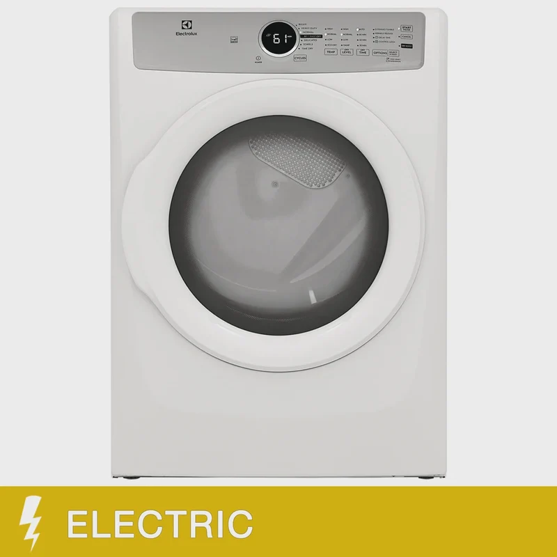 Electrolux 3 Series 27 in. 8.0 cu ft. White Electric Front Load Dryer with LuxCare Lint Shield Model ELFE733CAW "Dented"
