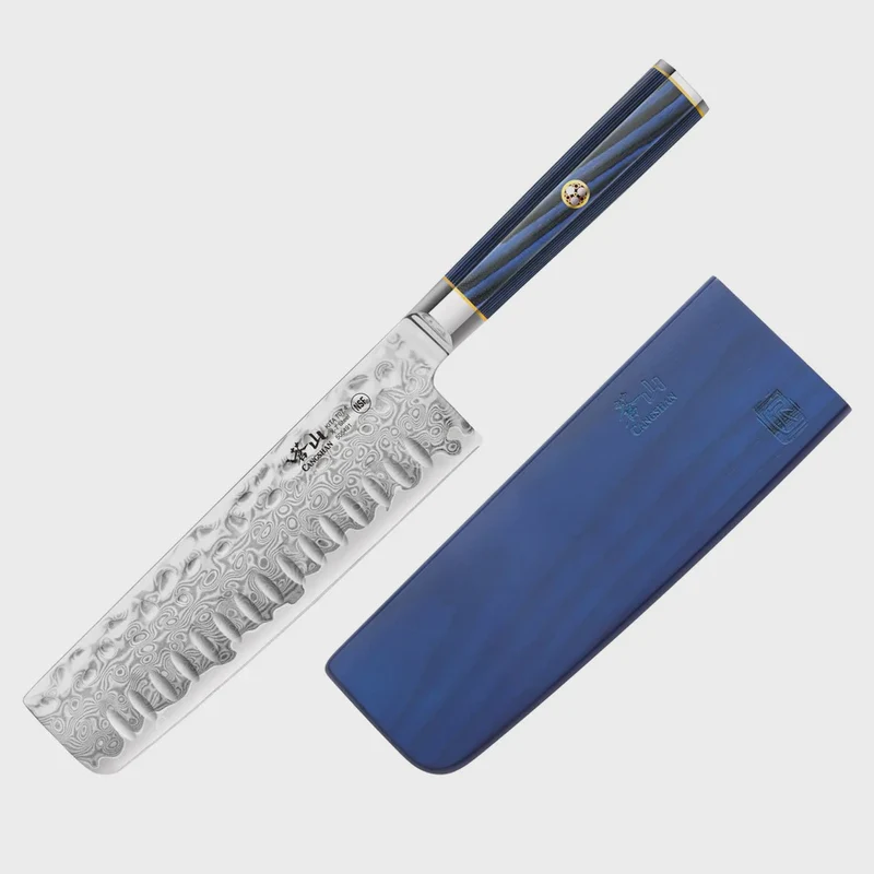 KITA Series Nakiri Knife, X-7 Damascus Steel (7-Inch)