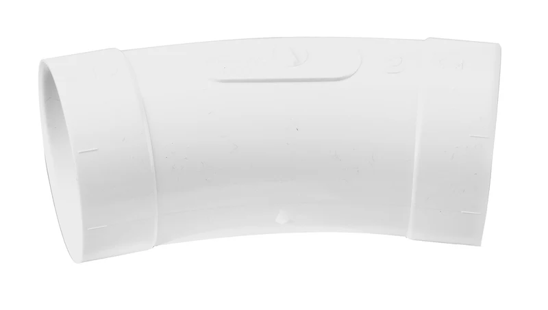 Coude 22,5° - long - pour installation aspirateur central - blanc - Canplas 765603W