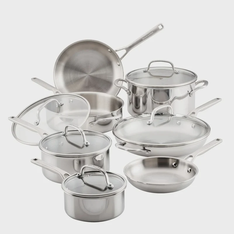 Kitchen Aid 3-Ply Clad Stainless Steel Cookware Set, 12-piece