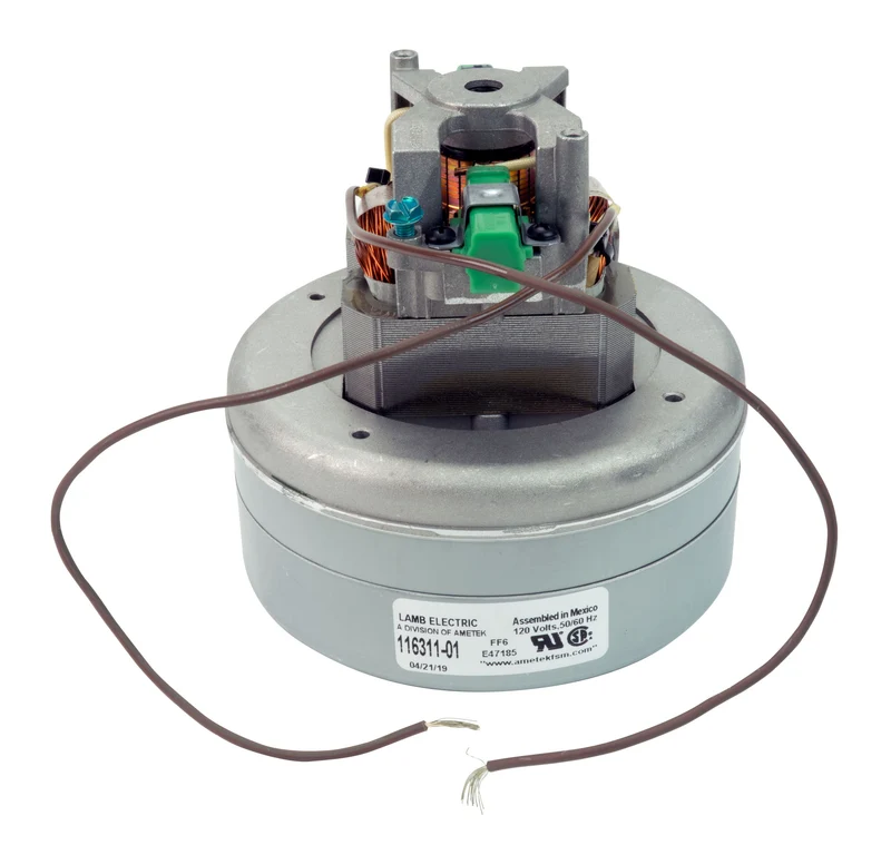 Moteur pour aspirateur "Thru-Flow" - dia 5,7" - 2 ventilateurs - 120 V - 8,3 A - 928 W - 245 watts-air - levée d'eau 93,7 - CFM (pi3/min) 95 - Lamb / Ametek 116311-01 (B)