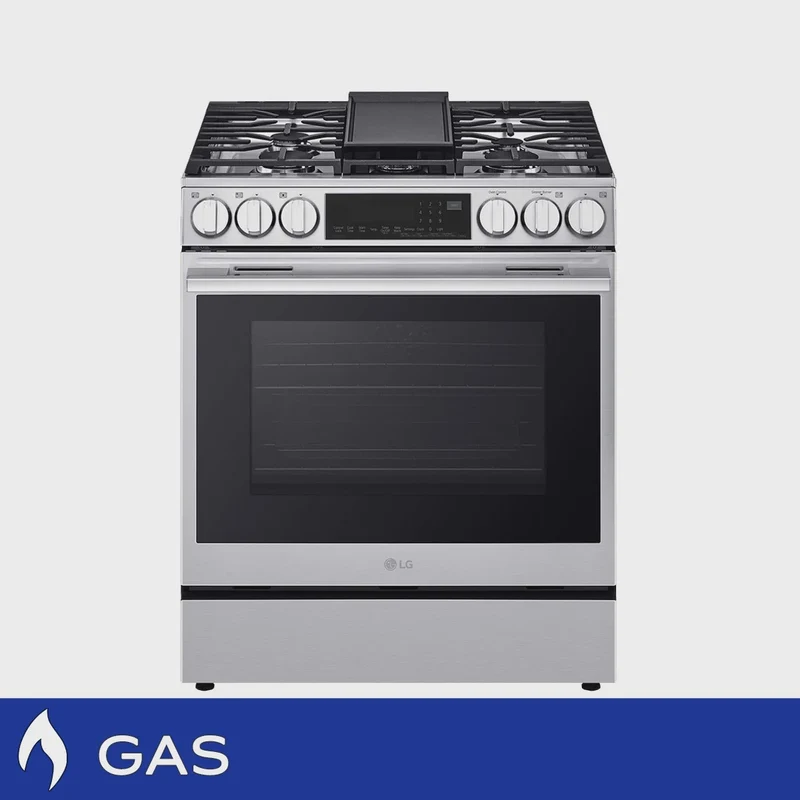LG 30 in. 6.3 cu ft. Slide-in Gas Range with ProBake Convection and Air Fry Stainless Steel, Model LSGL6335X **light use