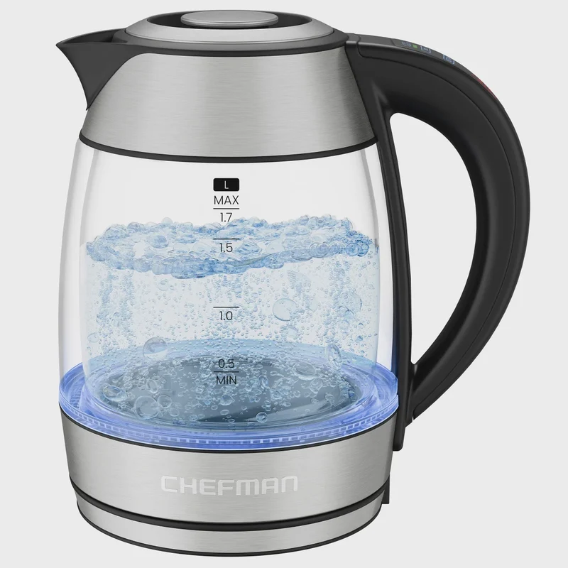 Chefman Dual-Glass 1.7 L Cool-Touch Digital Kettle with Adjustable Temperature and Removable Tea Infuser