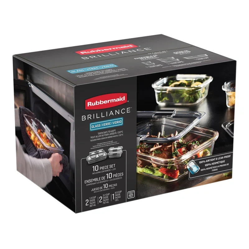 Rubbermaid Brilliance® 10-Piece Set, Leak-Proof and Clear Food Storage Containers