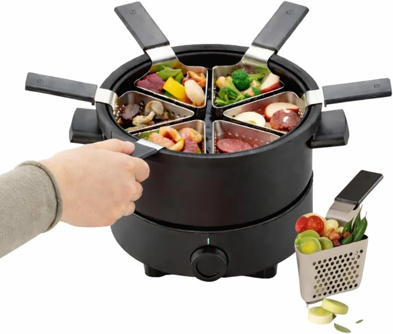Fondussimo Electric Fondue Set With 6 Perforated Baskets