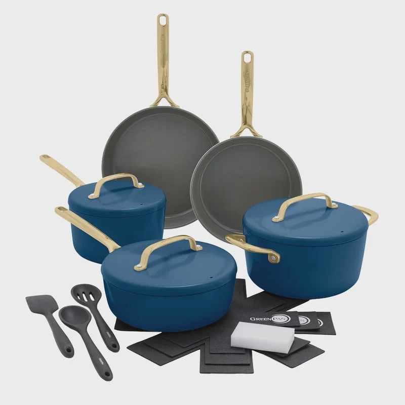 GreenPan GP5 Ceramic Non-Stick Cookware set with Gold Handles, 14-pieces