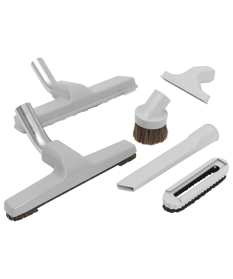 Ensemble de brosses pour aspirateur central - brosse à tapis de 29,7 cm (11") - brosse à plancher de 25,4 cm (10") - brosse à épousseter - brosse pour meubles - outil de coins - gris