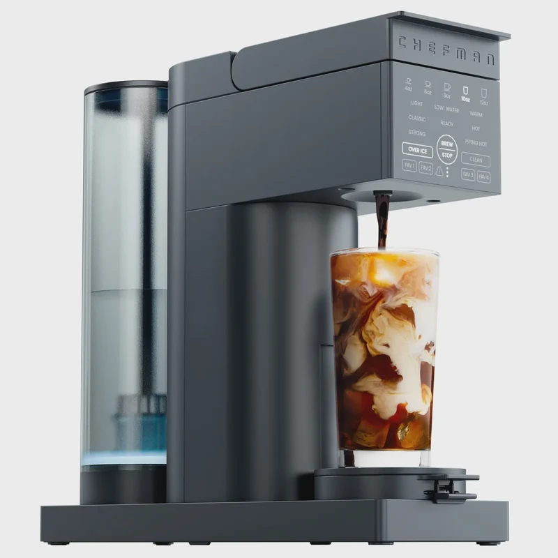Chefman Caffeinator Single Serve Coffee Machine, Ground and K-Cup Compatible, Iced Coffee Function