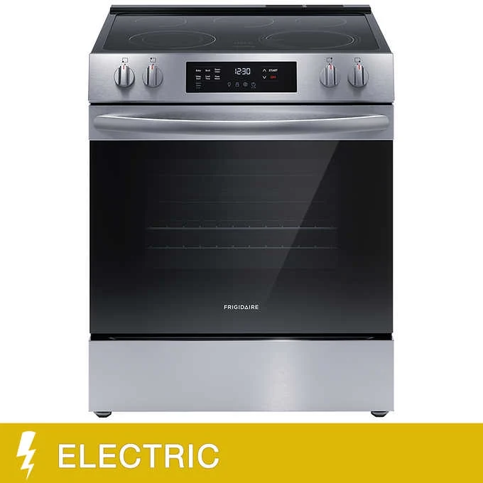 Frigidaire 30 in 5.3 cu ft. Electric 5-Burner Range with Even Baking Technology Model FCFE306CAS