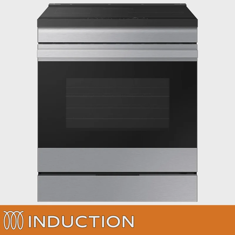 Samsung BESPOKE 30 in 6.3 cu ft Stainless Steel Slide-In Induction Range with Ambient Edge Lighting and Air Sous Vide Model NSI6DG9500SRAC