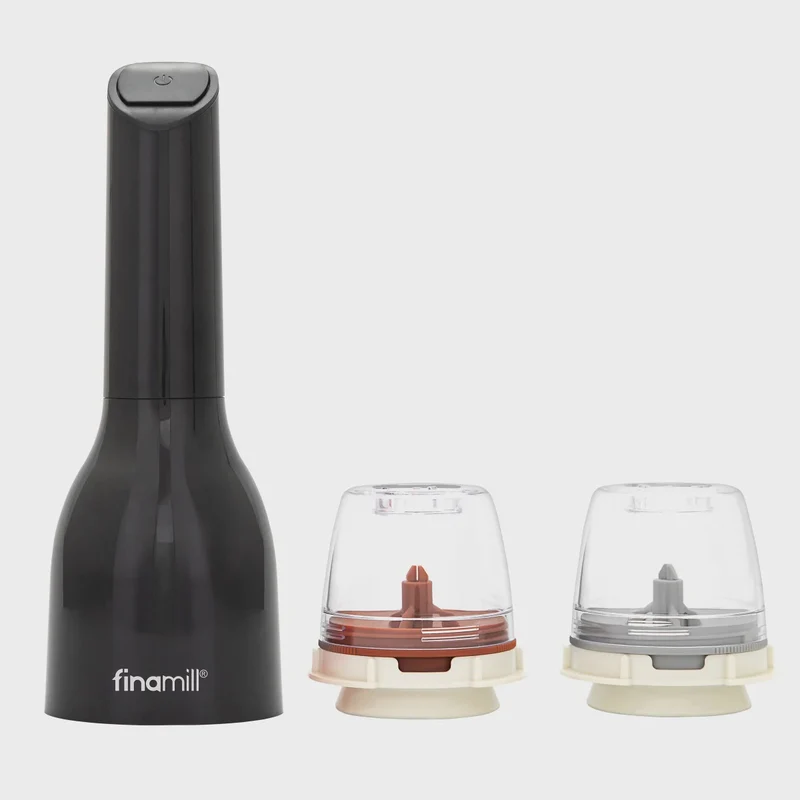 FinaMill Rechargeable Spice Grinder with 2 Pods, Black