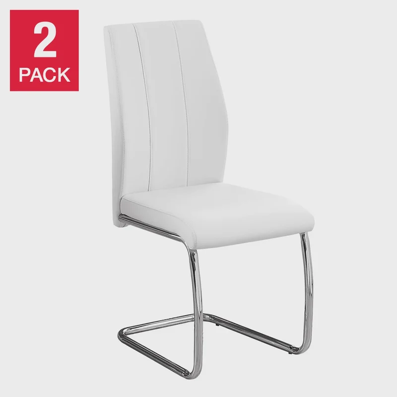 Geri Contemporary Dining Chair, 2-pack with Chrome Frame