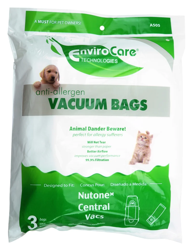 Sacs anti-allergènes pour aspirateurs centraux - filtration à 99,9% - paquet de 3 sacs