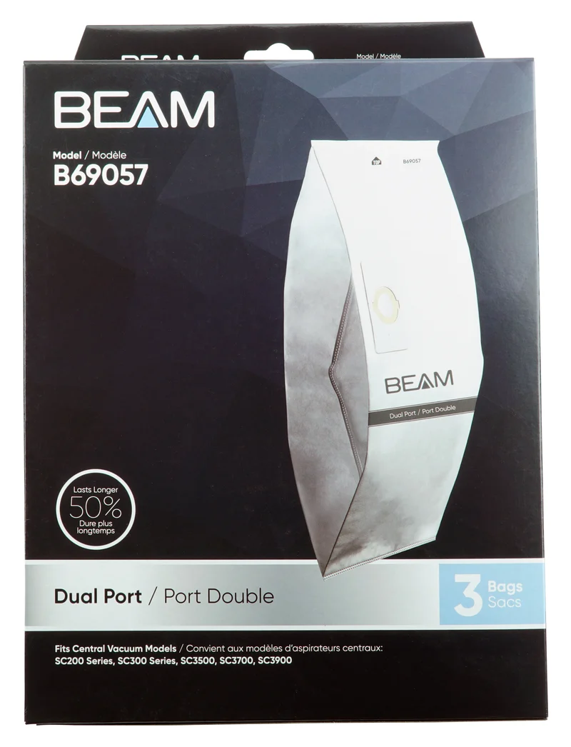 Sacs en papier pour aspirateurs centraux Beam à deux ouvertures - paquet de 3 sacs