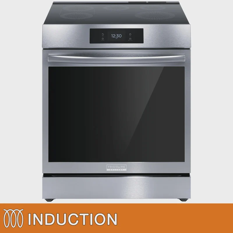 Frigidaire Gallery 30 in. 6.2 cu.ft Slide-in Induction Front Control Range with Air fryer and Total Convection Stainless Steel Model GCFI306CBF