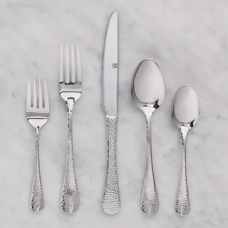 Chicago Hammered Stainless-steel Cutlery, 60-piece