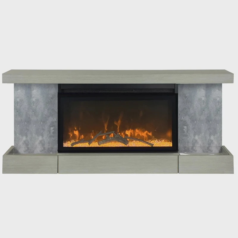ActiveFlame Home Décor Series Fireplace Floating Mantel Shelf with Lighting, Urban Cement Finish