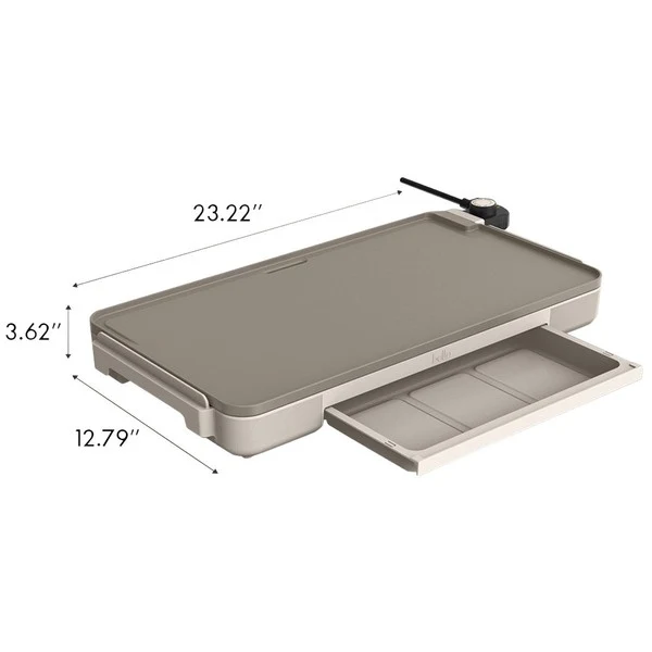 Bella 12" x 22" XL Griddle with Warming Tray
