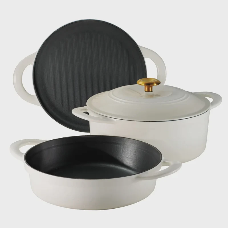 Tramontina Stackable Enameled Cast Iron Set, 4-piece, White