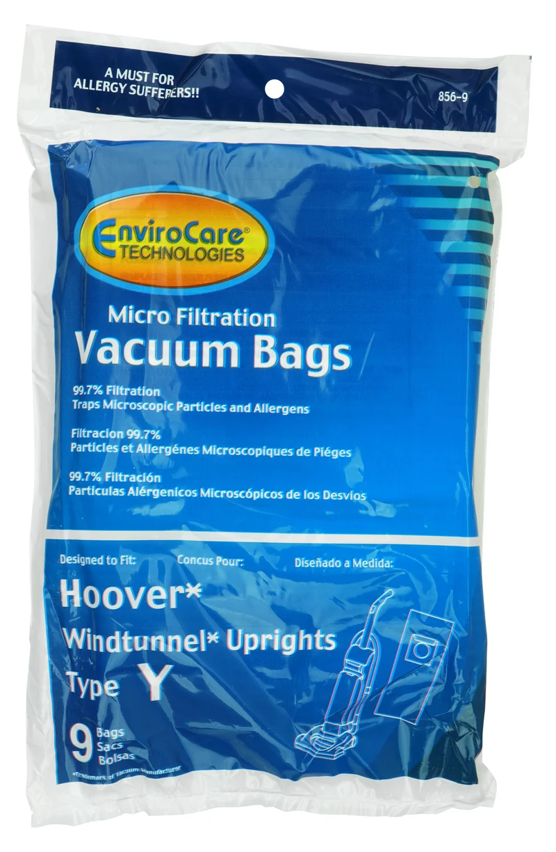 Sac microfiltre pour aspirateur vertical Hoover Windtunnel type Y - paquet de 9 sacs - Envirocare 856-9