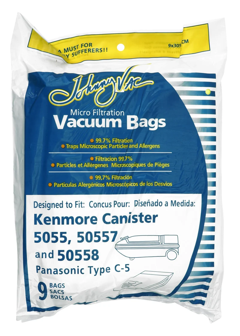 Sac microfiltre pour aspirateur chariot Kenmore 5055, 50557 et 50558, Panasonic type C-5 - paquet de 9 sacs - Envirocare 137-9 - 50403