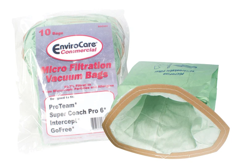 Sac microfiltre pour aspirateur dorsal Proteam, Super Coach Pro 6, Intercept et Go Free - paquet de 10 sacs - Envirocare ECC331