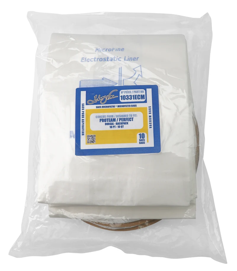 Sac microfiltre pour aspirateur dorsal Proteam / Perfect - paquet de 10 sacs - Envirocare 180