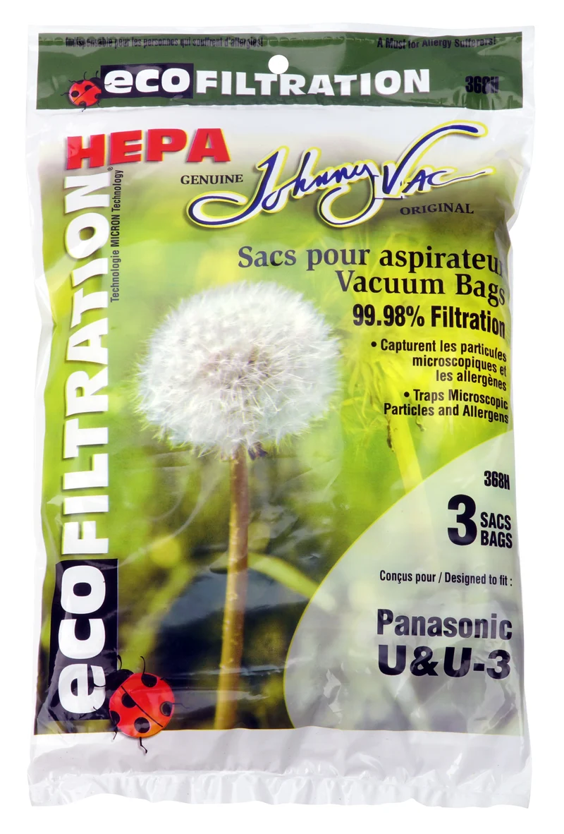 Sac microfiltre HEPA pour aspirateur Panasonic type U et U-3 - paquet de 3 sacs - Envirocare A157JV