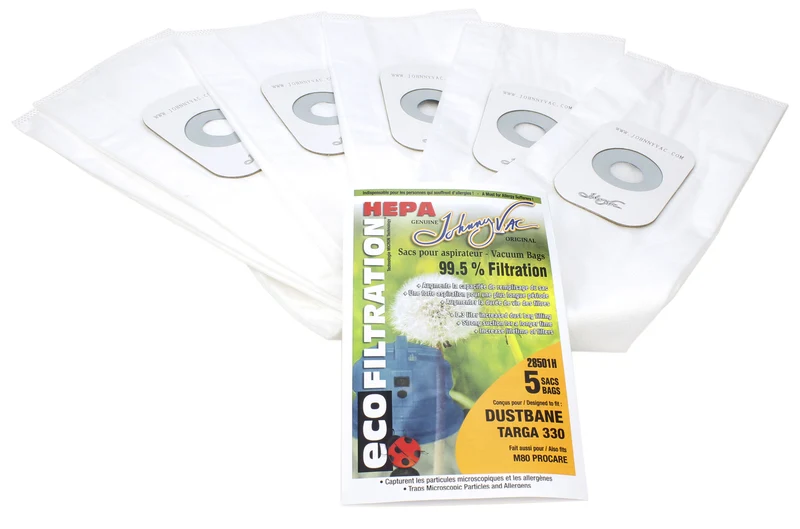 Sac microfiltre HEPA pour aspirateur Dustbane Targa 330 et M80 Procare - paquet de 5 sacs