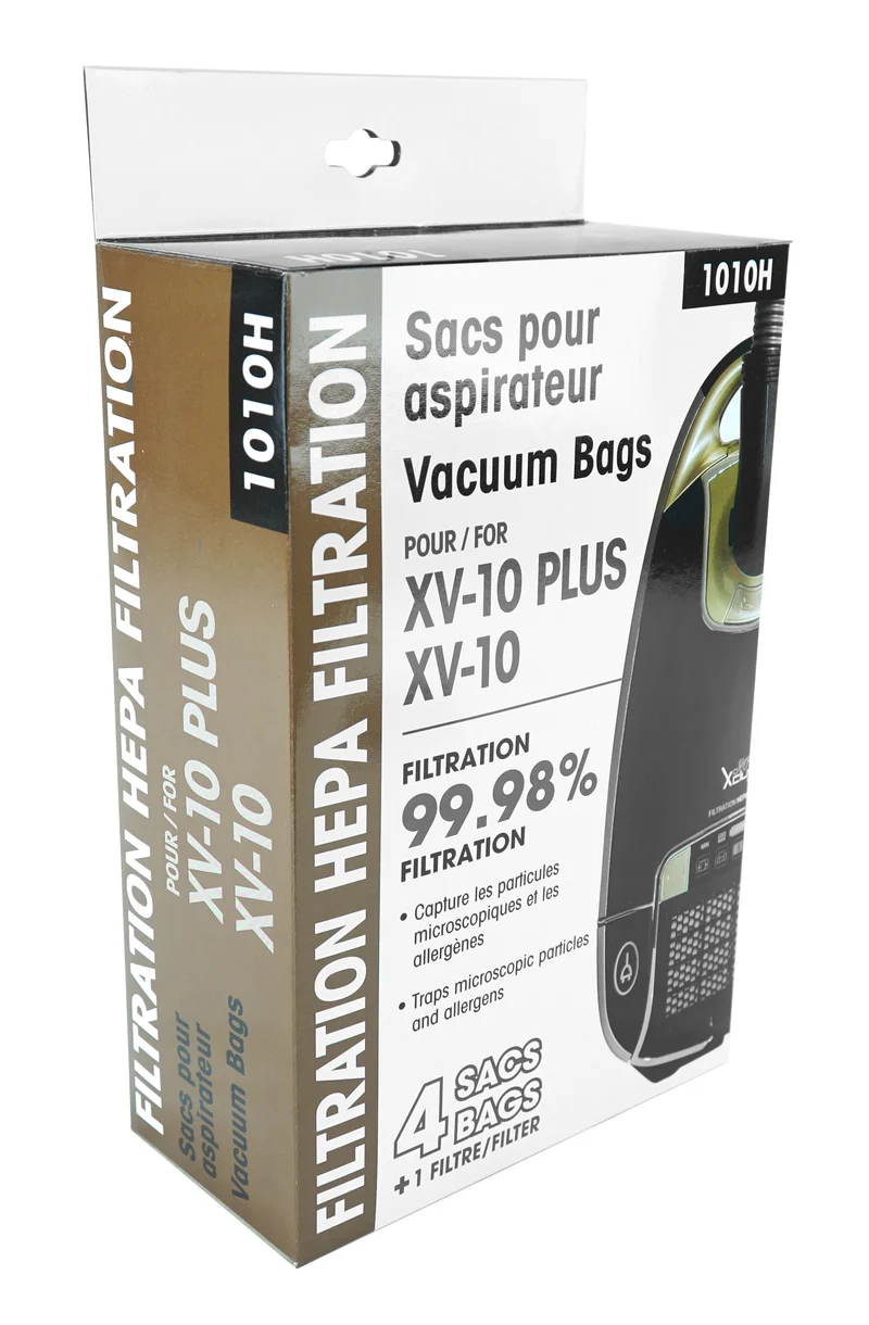 Sac microfiltre HEPA pour aspirateur chariot - Johnny Vac XV-10 et XV-10 Plus - paquet de 4 sacs + 1 filtre
