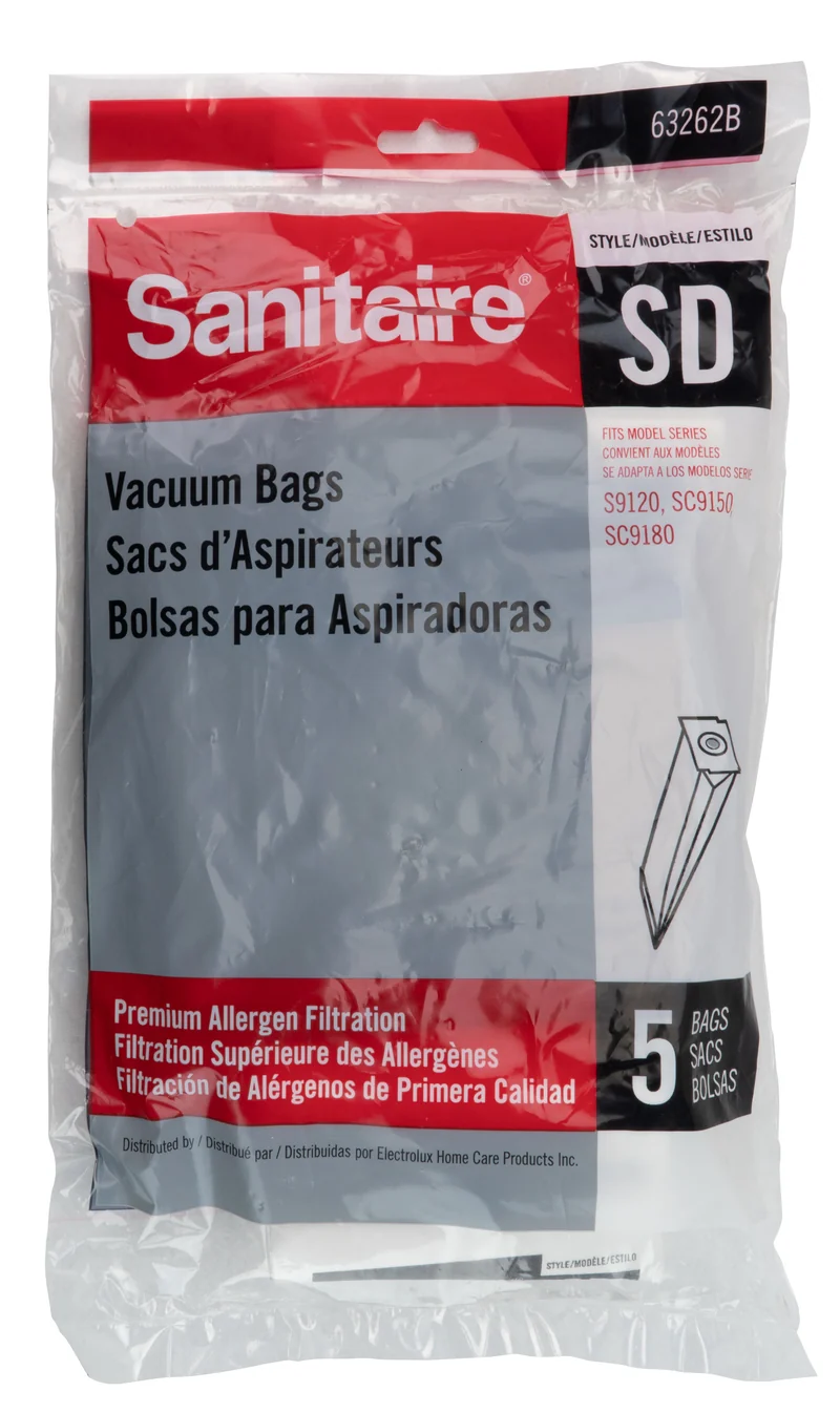 Sac en papier pour aspirateur Eureka type SD modèles S9120, SC9150 et SC9180 - paquet de 5 sacs - 63262-B