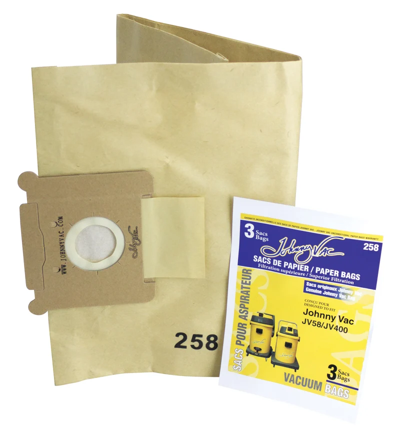 Sac en papier pour aspirateur Johnny Vac modèles JV58 et JV400 - paquet de 3 sacs