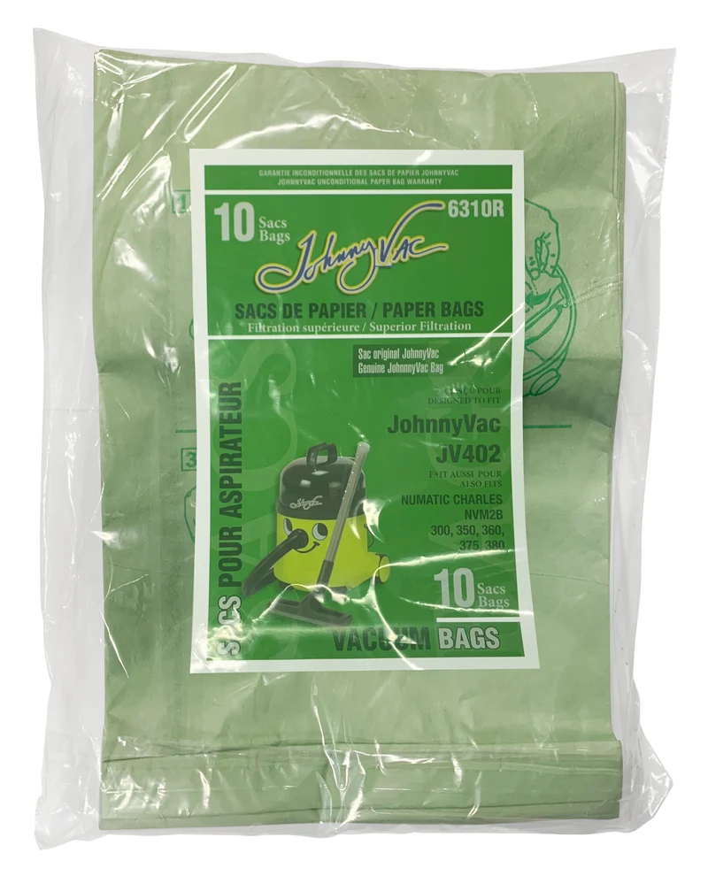 Sac en papier pour aspirateur Johnny Vac 402 - Numatic Charles NVM2B 300, 350, 360, 375, 380 - paquet de 10 sacs