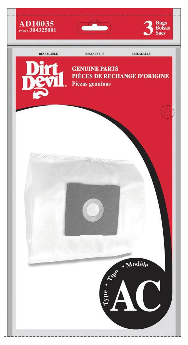 Sac en papier pour aspirateur Dirt Devil type AC AD10035 - paquet de 3 sacs
