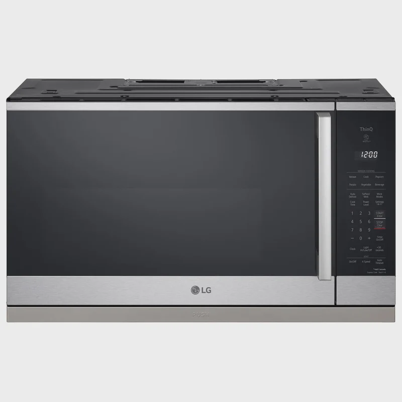 LG 30 in. 2.1 cu ft. Stainless Steel Over-the-Range Microwave with ExtendaVent and ThinQ Technology, 400 CFM. MVEL2125X