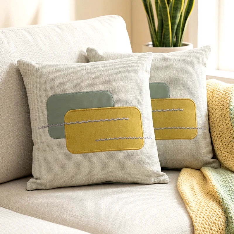 Set 2 coussins jaune 45x45cm modèle 2