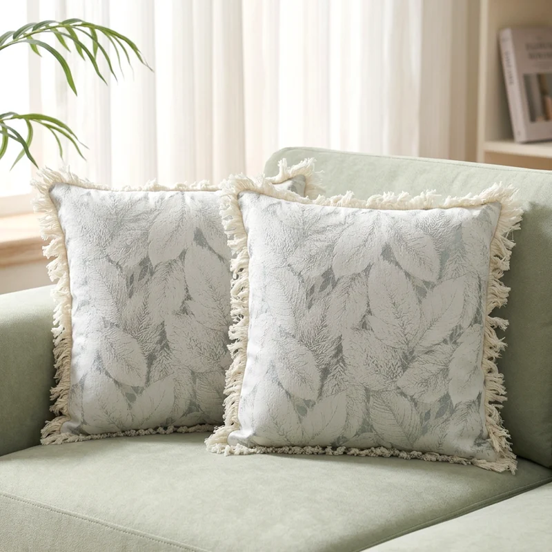 Set 2 coussins feuille 45x45cm